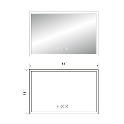  BHBL 55 x 36 in Horizontal LED Bathroom Silvered Mirror with Touch Button (N031-C)