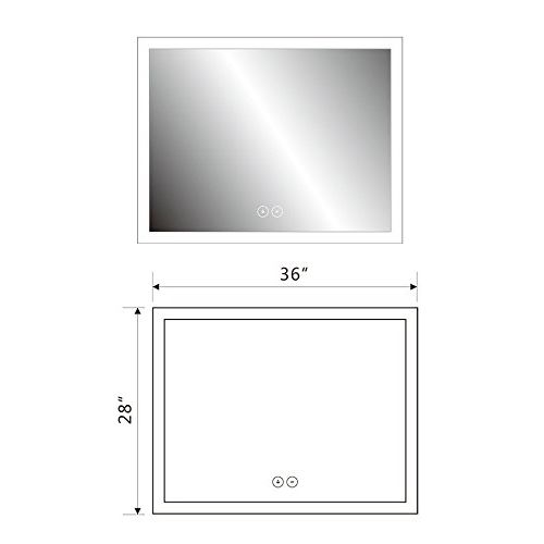  BHBL 55 x 36 in Horizontal LED Bathroom Silvered Mirror with Touch Button (N031-C)