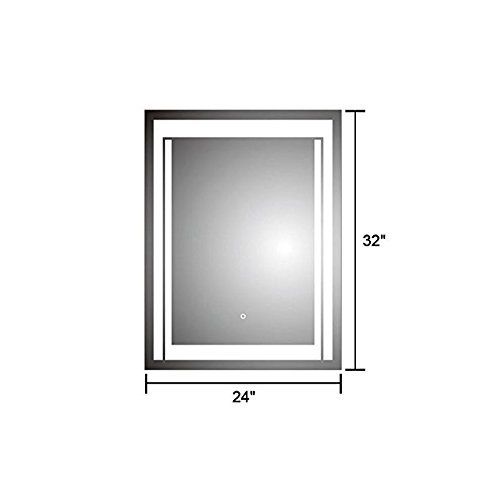  BHBL 36 x 28 In Horizontal LED Lighted Bathroom Silvered Mirror with Touch Button (C-CK150) (24 x 32 In)