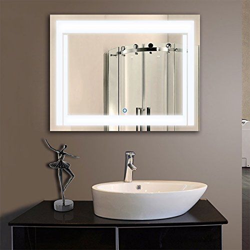  BHBL 36 x 28 In Horizontal LED Lighted Bathroom Silvered Mirror with Touch Button (C-CK150) (24 x 32 In)