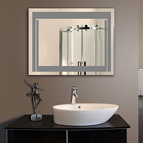  BHBL 36 x 28 In Horizontal LED Lighted Bathroom Silvered Mirror with Touch Button (C-CK150) (24 x 32 In)