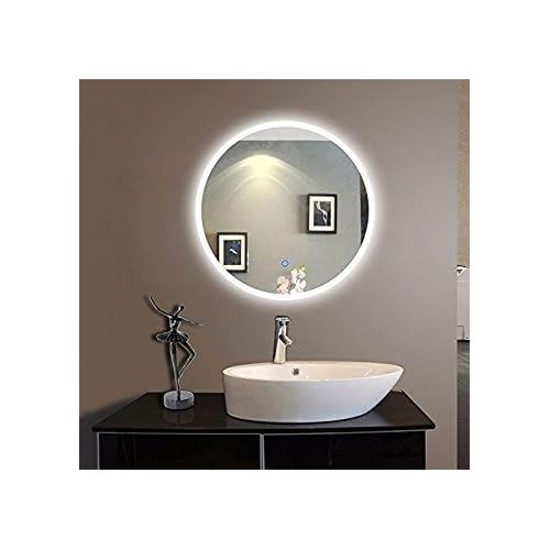  BHBL 24 x 24 in Round LED Bathroom Silvered Mirror with Touch Button (C-CL065-1)