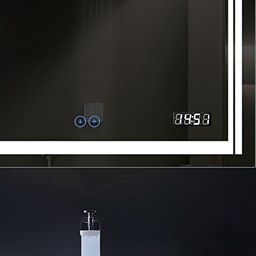 BHBL 36 x 28 in Horizontal LED Lighted Bathroom Silvered Mirror with Anti-Fog and Clock Function(C-CK150-C) (36 x 28 in)