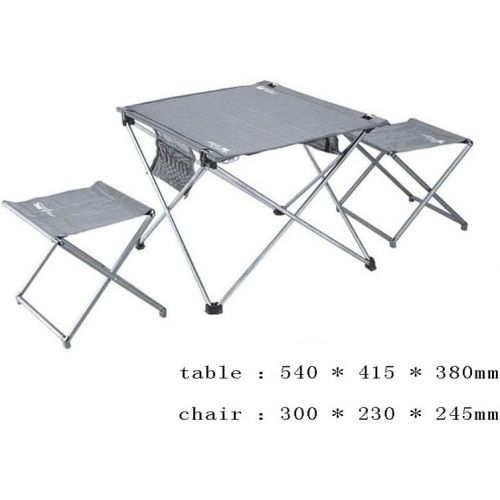  BHH-Picnic table Outdoor Folding Picnic Table and Chair Set 3 Piece Set Aluminum Alloy Portable Camping BBQ Garden Terrace Beach Yard Cooking Household Lightweight Rugged Durable Anti-Slip