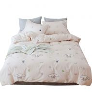 BHUSB Cute Cinnamoroll Print Kids Girls Bedding Duvet Cover Set Twin Soft Cotton Reversible Animal Dogs Pink Teens Boys Bedding Sets Twin 3 PC Single Bed Comforter Covers with Zipp