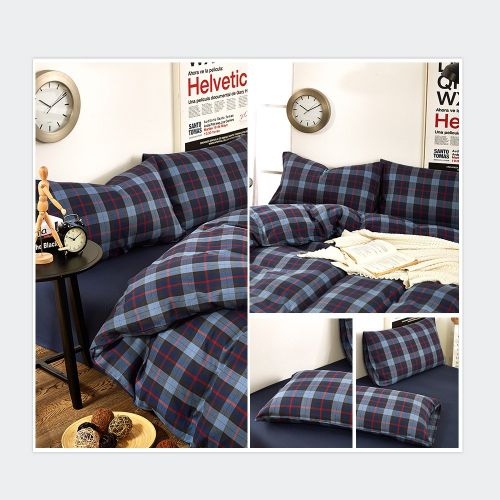  BHUSB Green Plaid Cotton Duvet Cover Set Queen for Kids Boys Geometric Grids Pattern Bedding Sets Full 100% Brushed Cotton Reversible Comforter Cover 3 Piece Set for Teens Children