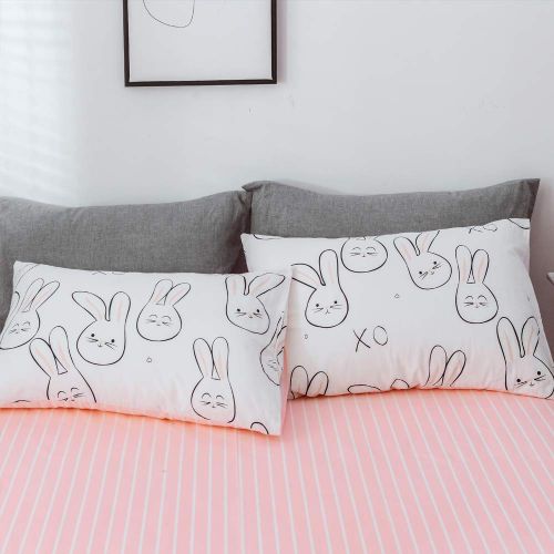  BHUSB Cats Print Duvet Cover Sets Cartoon Pink 100% Soft Cotton 3 Piece Reversible Bedding Collection Sets for Kids Boys Girls Gift, Zipper Closure Teens Bedding Sets Twin Size