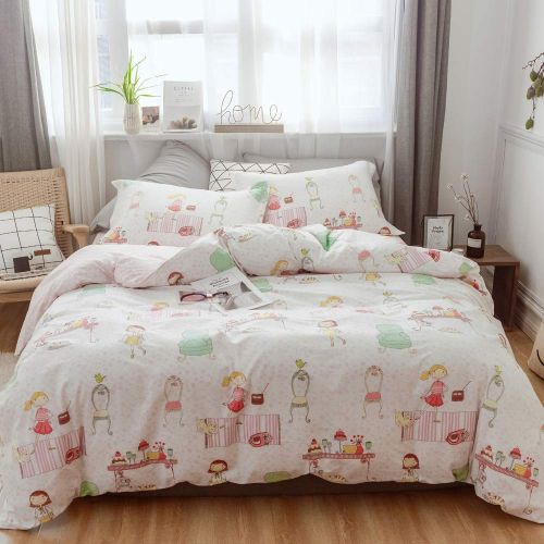  BHUSB Cats Print Duvet Cover Sets Cartoon Pink 100% Soft Cotton 3 Piece Reversible Bedding Collection Sets for Kids Boys Girls Gift, Zipper Closure Teens Bedding Sets Twin Size