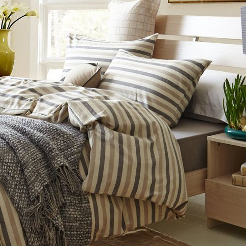  BHUSB Full Stripe Duvet Cover Soft Washed Cotton Queen Bedding Sets with Geometric Pattern Kids Boys Bedding Collection Include 2 Pillow Case and 1 Comforter Cover,Zipper Closure,4