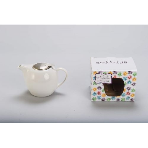  BIA Cordon Bleu Ooh La La 20-Ounce Porcelain Teapot with Infuser, White