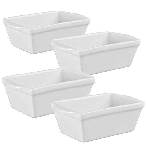  BIA White Porcelain 11 Ounce Mini Loaf Pan, Set of 4: Kitchen & Dining