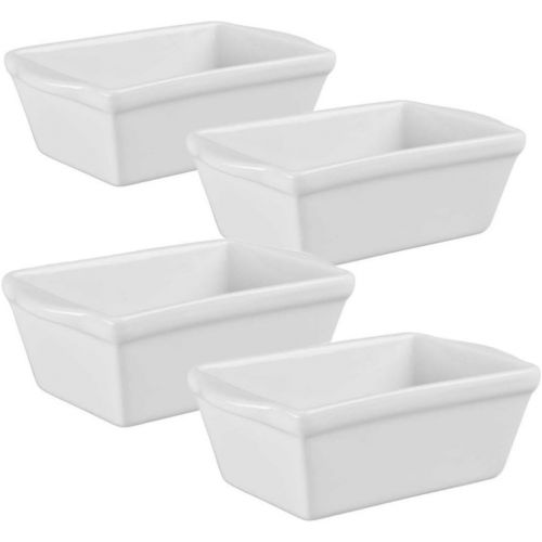  BIA White Porcelain 11 Ounce Mini Loaf Pan, Set of 4: Kitchen & Dining