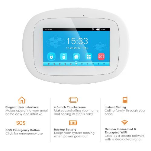  BIBENE 3G WiFi Home Security Alarm System with 4.3 Touch Screen Keypad APP Control PIR Motion Sensor Alzheimer Door Alarm No Monthly Fee DIY Alarm System Expandable 792 Sensors for