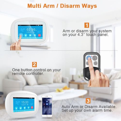  BIBENE 3G WiFi Home Security Alarm System with 4.3 Touch Screen Keypad APP Control PIR Motion Sensor Alzheimer Door Alarm No Monthly Fee DIY Alarm System Expandable 792 Sensors for