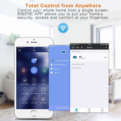  BIBENE 3G WiFi Home Security Alarm System with 4.3 Touch Screen Keypad APP Control PIR Motion Sensor Alzheimer Door Alarm No Monthly Fee DIY Alarm System Expandable 792 Sensors for