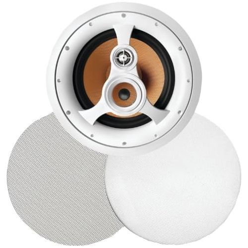  BIC America 250W 3-Way 10” In-Ceiling Speaker with Pivoting Tweeter and Midrange, Metal and Cloth Grills