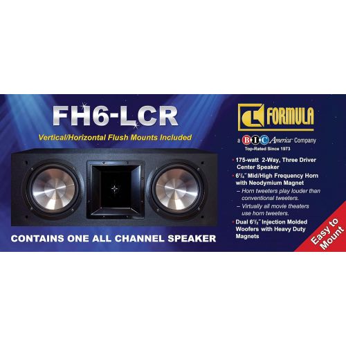  BIC America FH6-LCR Dual 6.5-Inch 175-Watt LCR Speaker with MidHigh Frequency Horn