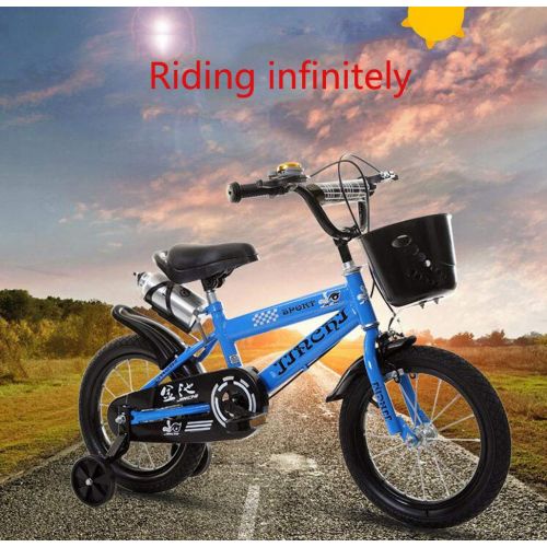  BICYCLE AB Kinder des Freestyle-Jungenkindes fuer Kinder, Kinderfahrrad, Original-Kinderfahrrad, Kinderfahrrad, Radsportrad, blaue Trainingsraeder, Wasserflaschen-Schutzblech Wenn di