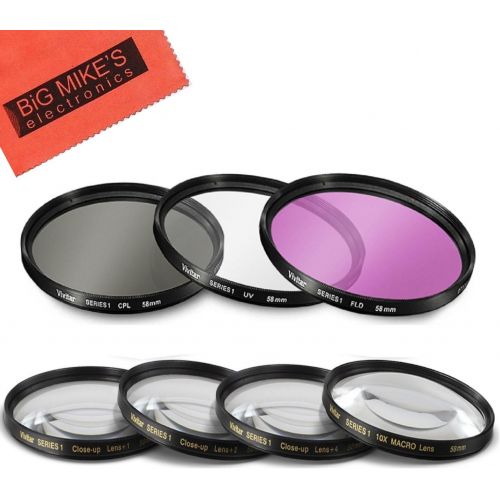  BIG MIKES ELECTRONICS 58mm 7PC Filter Set for Fujifilm X-T2, X-T3, X-T10, X-T20 Mirrorless Digital Camera with 18-55mm F2.8-4.0 R LM OIS Lens - Includes 3 PC Filter Kit (UV-CPL-FLD) and 4PC Close Up Fil