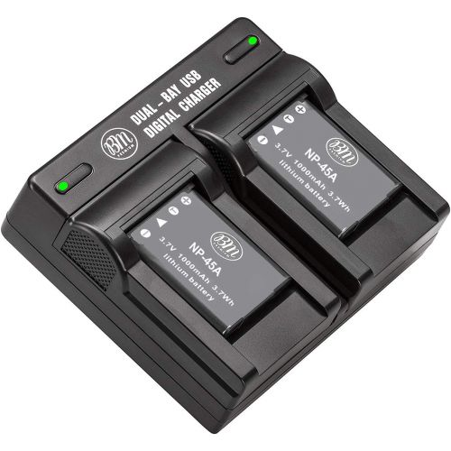  BIG MIKES ELECTRONICS BM 2-Pack of NP-45 Batteries and Dual Charger for Fujifilm INSTAX Mini 90, FinePix XP130, XP140, XP150, XP50, XP60, XP70, XP80, XP90, T350 T360 T400 T500 T510 T550 T560 JX500 JX520