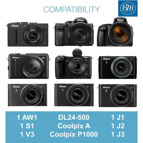  BIG MIKES ELECTRONICS BM Premium EN-EL20, EN-EL20A Battery Charger for Nikon Coolpix P950, P1000, DL24-500, Coolpix A, 1 J1, 1 J2, 1 J3, 1 S1, 1 V3 Digital Camera + More!!