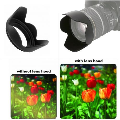  BIG MIKES ELECTRONICS 55mm Tulip Flower Lens Hood for Nikon D3400, D5600 with 18-55MM AF-P DX, DL24-500 f/2.8-5.6 Digital Camera + Microfiber Cleaning Cloth