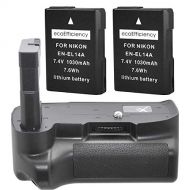 BIG MIKES ELECTRONICS Battery Grip Kit for Nikon D5100, D5200 Digital SLR Camera Includes Qty 2 Replacement EN-EL14 EN-EL14a Batteries + Vertical Battery Grip + More!!