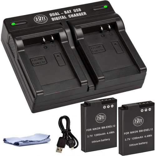  BIG MIKES ELECTRONICS BM Premium 2 EN-EL12 Batteries & Dual Charger for Nikon Coolpix A1000 B600 W300 A900 AW100 AW110 AW120 AW130 S6300 S8100 S8200 S9050 S9200 S9300 S9400 S9500 S9700 S9900 P330 P340 K