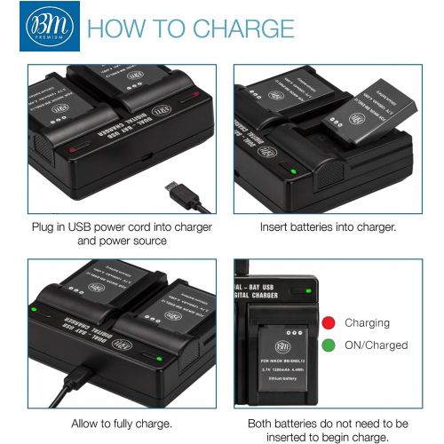  BIG MIKES ELECTRONICS BM Premium 2 EN-EL12 Batteries & Dual Charger for Nikon Coolpix A1000 B600 W300 A900 AW100 AW110 AW120 AW130 S6300 S8100 S8200 S9050 S9200 S9300 S9400 S9500 S9700 S9900 P330 P340 K