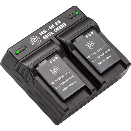  BIG MIKES ELECTRONICS BM Premium 2 EN-EL12 Batteries & Dual Charger for Nikon Coolpix A1000 B600 W300 A900 AW100 AW110 AW120 AW130 S6300 S8100 S8200 S9050 S9200 S9300 S9400 S9500 S9700 S9900 P330 P340 K