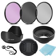BIG MIKES ELECTRONICS 3 Piece Filter Kit (UV-CPL-FLD) + Tulip Lens Hood + Soft Rubber Hood + Lens Cap + for Select Canon, Nikon, Sony, Olympus, Panasonic, Fuji, Sigma SLR Lenses, Cameras and Camcorders