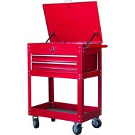 BIG RED TC325C Torin Garage Workshop Organizer: Heavy Duty Steel Rolling Tool Storage Cart with Top Cabinet and 2 Drawers, Red