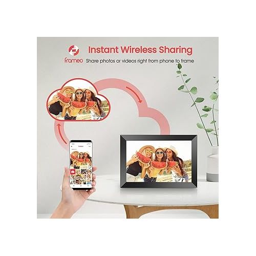  Frameo 10.1 Inch WiFi Digital Picture Frame, 1280x800 HD IPS Touch Screen Photo Frame Electronic, 32GB Memory, Auto-Rotate, Wall Mountable, Share Photos/Videos Instantly via Frameo App from Anywhere