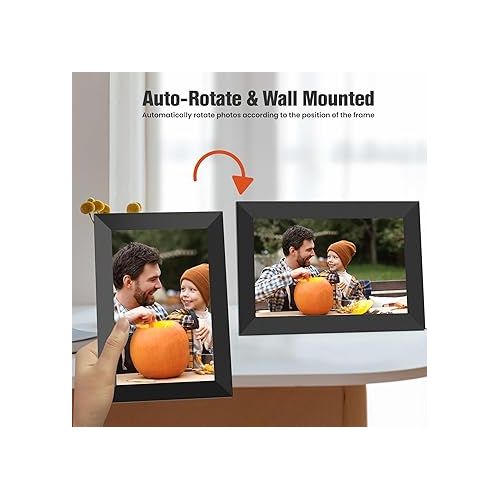  BIGASUO 10.1 Inch WiFi Digital Picture Frame, IPS HD Touch Screen Cloud Smart Photo Frames with Built-in 32GB Memory, Wall Mountable, Auto-Rotate, Share Photos Instantly from Anywhere-Great Gift