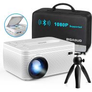 BIGASUO Upgrade HD Bluetooth Projector Built in DVD Player, Mini Video Projector 1080P Supported Compatible with TV/HDMI/VGA/AV/USB/TF SD Card, Portable Outdoor Movie Projector