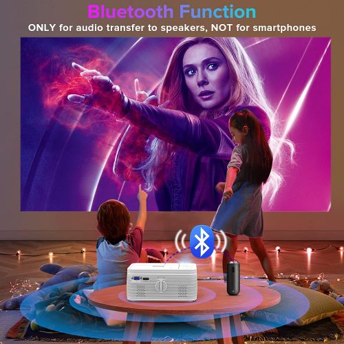  BIGASUO Upgrade HD Bluetooth Projector Built in DVD Player, Mini Video Projector 1080P Supported Compatible with TV/HDMI/VGA/AV/USB/TF SD Card, Portable Outdoor Movie Projector