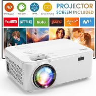 Outdoor Movie Projector with Screen - 7500L 1080P HD 200 Supported Home Theater Projector, BIGASUO Mini Video Projector for iPhone, Phone, Laptop, PC, DVD, PS4, HDMI ,USB Devices (