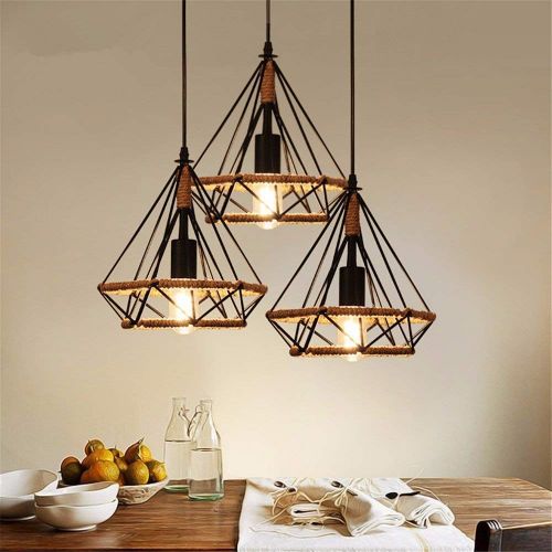  BIGBANBAN Chandelier Pendant Lamps The Nordic Modern Retro Industrial Creative Simple Iron Bird cage Diamond Chandelier for bar Restaurant Bedroom