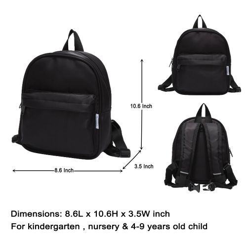  BIGHAS Lightweight Mini Kids Backpack with Chest Strap For Preschool Kindergarten Boys and Girls 3-6 Years Old 21 colors (Black)