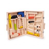 BIGJIGS CARPENTERS WOOD WOODEN TOOL BOX WITH 13 PIECE TOOL SET NEW PLAY