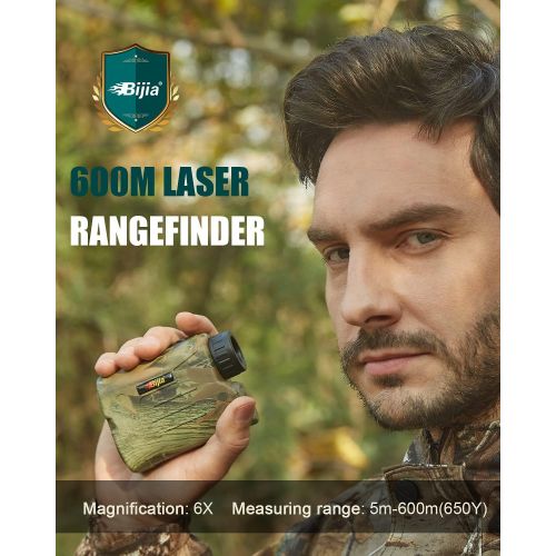  BIJIA Hunting Rangefinder-6X 650/1200Yards Multifunction Laser Rangefinder for Hunting,Shooting, Golf,Camping with Slope Correction,Flag-Locking with Vibration,Speed,Angle,Scan,Dis