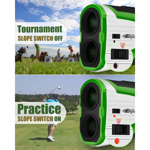  BIJIA Golf Rangefinder with Slope Switch-700Yards 6X Laser Range Finder with Slope On/Off Switch Rechargeable High Precision Flaglock/Scan/Slope/Angle/Speed/Vibration for Golfing/T