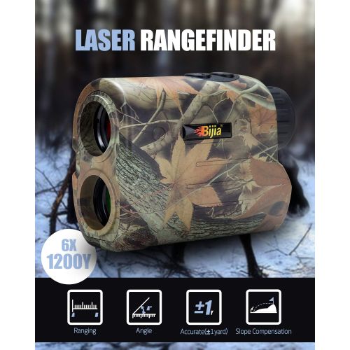  BIJIA Hunting Rangefinder-6X 650/1200Yards Multifunction Laser Rangefinder for Hunting,Shooting, Golf,Camping with Slope Correction,Flag-Locking with Vibration,Speed,Angle,Scan,Dis