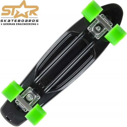  BIKESTAR Vintage Cruiser Retro Skateboard for Adults, Teens and Kids Age 8 Years Beginner and Advanced Riders 60mm Wheels Black Green