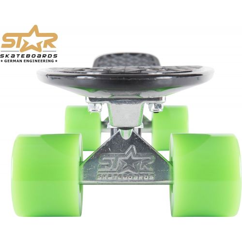  BIKESTAR Vintage Cruiser Retro Skateboard for Adults, Teens and Kids Age 8 Years Beginner and Advanced Riders 60mm Wheels Black Green