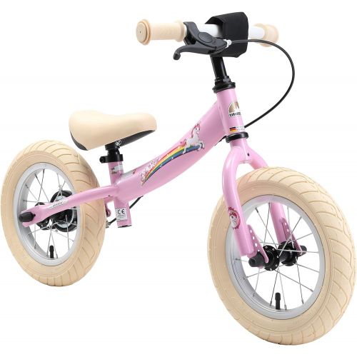  BIKESTAR Original Safety Lightweight Kids First Balance Running Bike with brakes and with air tires for age 3 year old boys and girls | 12 Inch Sport Edition | Heartbeat Red