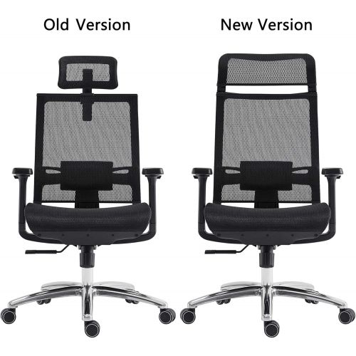  Bilkoh Mesh Office Chair Ergonomic Office Chair Computer Desk Chair, Mesh Seat and Back, Wide Headrest, Adjustable Lumbar Support and 3D Armrest (Black)