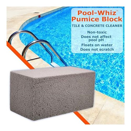  Pool-Whiz Pumice Block | Pool Tile & Concrete Cleaner | Pumice Stone for Cleaning Pools, Spas & Water Features | Pool and Spa Cleaner |by Billy Buckskin Co | Pack of 1