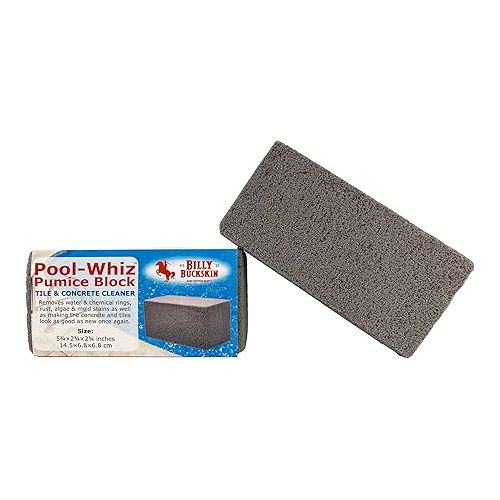  Pool-Whiz Pumice Block | Pool Tile & Concrete Cleaner | Pumice Stone for Cleaning Pools, Spas & Water Features | Pool and Spa Cleaner |by Billy Buckskin Co | Pack of 1