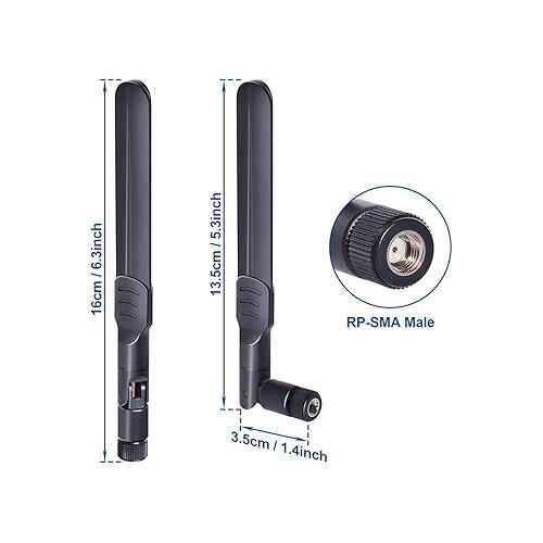  Bingfu Dual Band WiFi 2.4GHz 5GHz 5.8GHz 8dBi MIMO RP-SMA Male Antenna (2-Pack) for WiFi Router Wireless Network Card USB Adapter Security IP Camera Video Surveillance Monitor